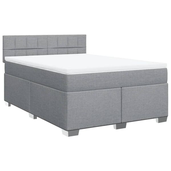 vidaXL Boxspring met matras stof lichtgrijs 140x190 cm