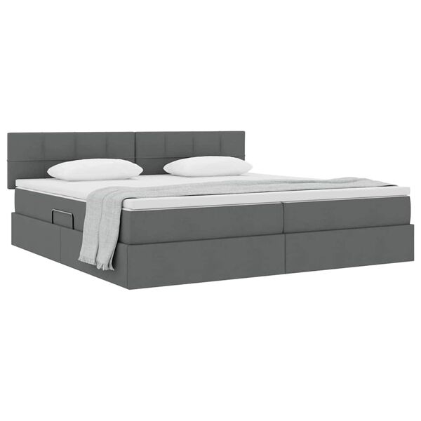 vidaXL Opbergbed met matras Donkergrijs 200 x 200 cm Bewerkt hout