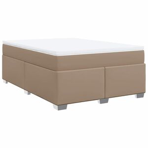 vidaXL Boxspring met matras kunstleer cappuccinokleurig 140x190 cm