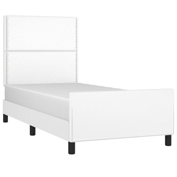 vidaXL Bedframe met hoofdbord kunstleer wit 90x200 cm