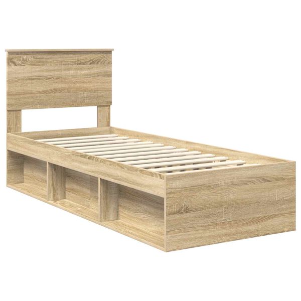 vidaXL Bedframe Sonoma Eiken 75 x 190 cm Massief grenenhout