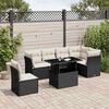 vidaXL 7-delige Loungeset met kussens poly rattan zwart