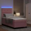 vidaXL LED Box Spring Bed met matras Roze 90 x 190 cm Stof