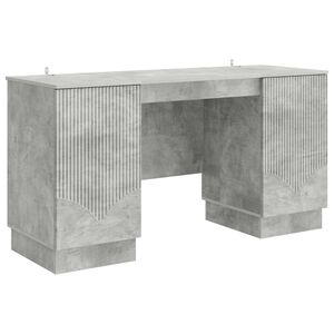 vidaXL Bureau met plank Betongrijs 142,5 x 50 x 75 cm Bewerkt hout