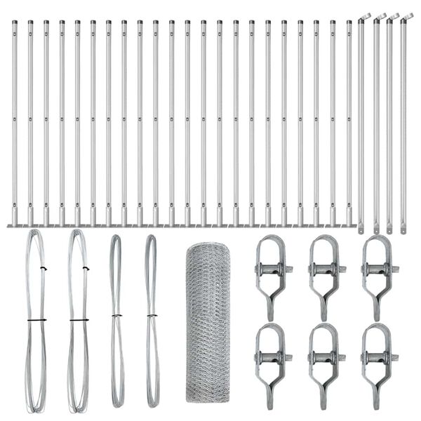 vidaXL Afrasteringspaal Zilver 50 x 0,8 m (25 mm gaas) Staal