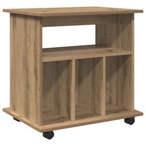 vidaXL Rolkast 60x45x60 cm bewerkt hout artisanaal eikenkleurig