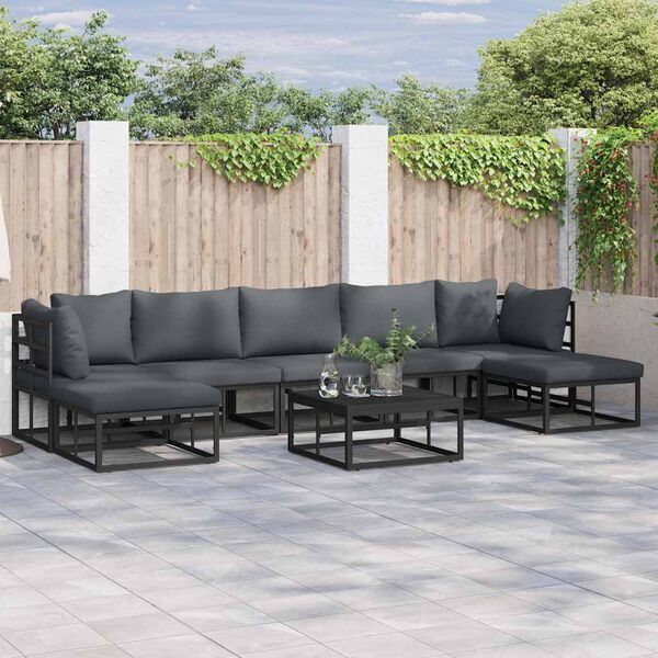 vidaXL Tuin Sofa Set met kussen Zwart Aluminium