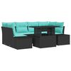 vidaXL Tuin Sofa Set 7 st 6-Aantal zitplaatsen Zwart en Turquoise