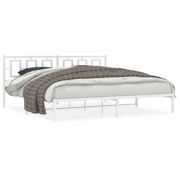 vidaXL Bedframe met hoofdbord metaal wit 193x203 cm
