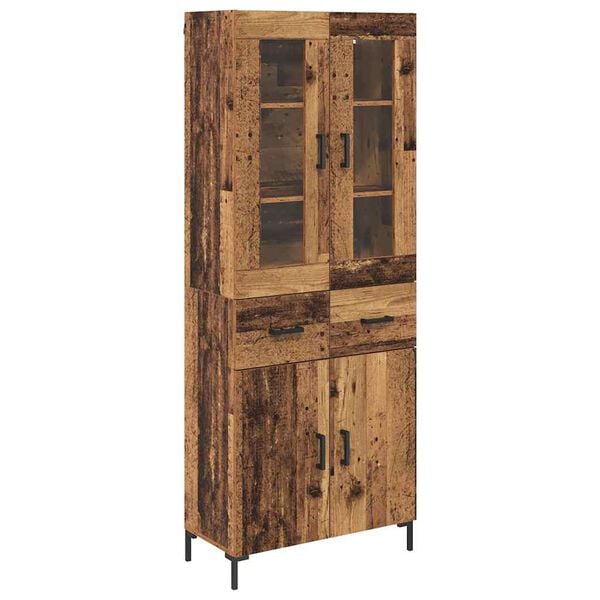 vidaXL Hoge kast met lade 2 pcs Oudhout Bewerkt hout