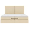 vidaXL Ottoman bed met matrassen en LED's 200x200cm stof cr&egrave;mekleurig