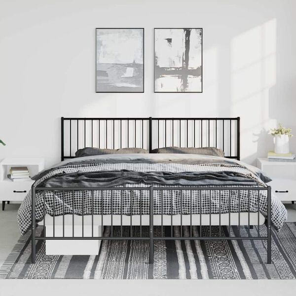 vidaXL Bedframe met hoofd- en voeteneinde metaal zwart 183x213 cm