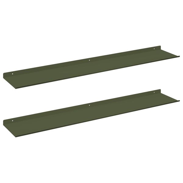 vidaXL Drijvende plank 2 pcs Olijf Groen 100 x 18 x 2,5 cm Staal
