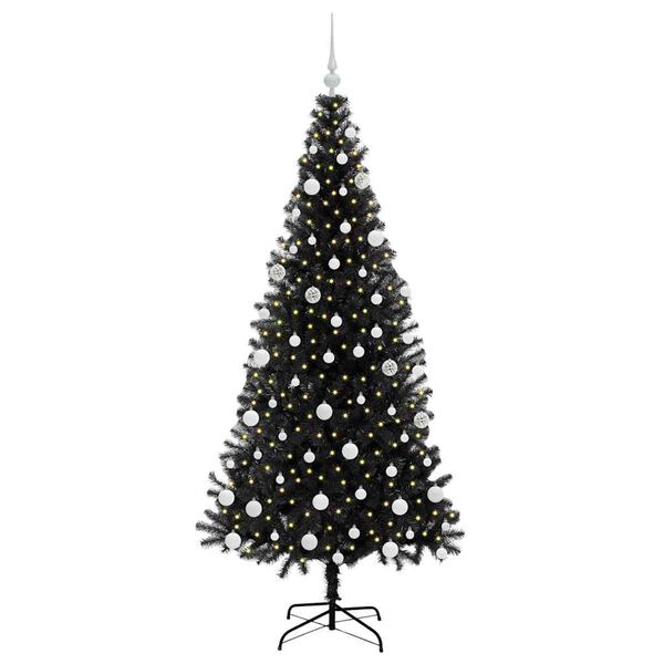 vidaXL Kerstboom met 300 LED met standaard Zwart 180 cm PVC