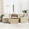 vidaXL Tuin Sofa Set met kussen met opslag 7 pcs Beige Poly riet