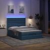 vidaXL Ottoman bed met matras en LED's 140x190cm stof blauw