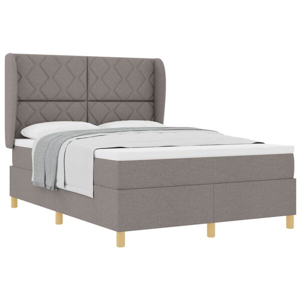 vidaXL Boxspringbed met Matras Donkergrijs 90x190 cm Taupe Stof