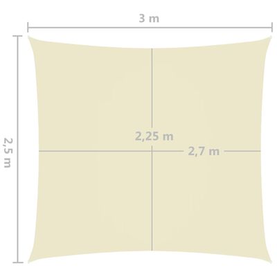 vidaXL Zonnescherm rechthoekig 2,5x3 m oxford stof crèmekleurig