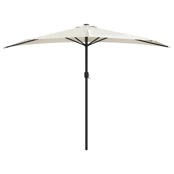 vidaXL Balkonparasol half met aluminium paal 300x155 cm zandkleurig