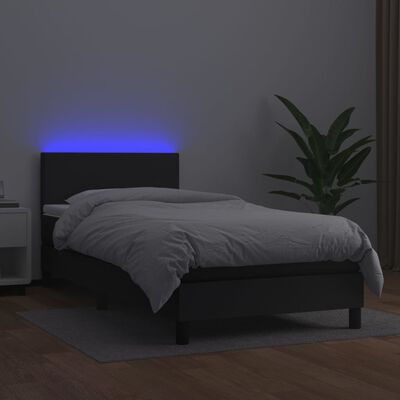 vidaXL Boxspring met matras en LED kunstleer zwart 80x200 cm