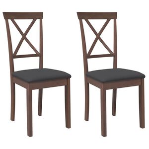 vidaXL Eetkamerstoelen met kussens 2 st massief hout rubber bruin