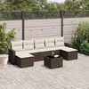 vidaXL 8-delige Loungeset met kussens poly rattan bruin