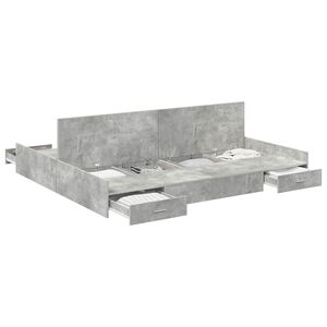 vidaXL Opbergbedframe met lade Beton Grijs 200 x 200 cm Bewerkt hout