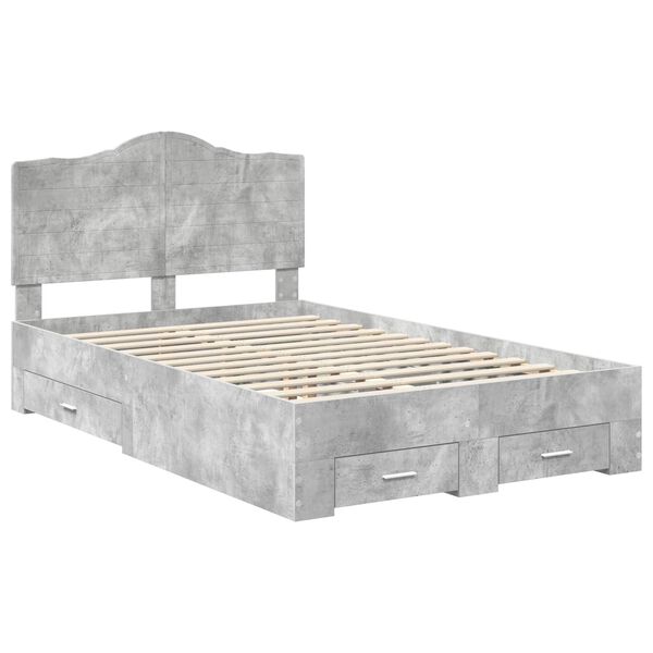 vidaXL Bedframe met hoofdeinde Beton Grijs 120 x 190 cm Bewerkt hout
