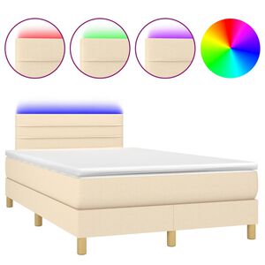 vidaXL Boxspring met matras en LED stof cr&egrave;mekleurig 120x200 cm