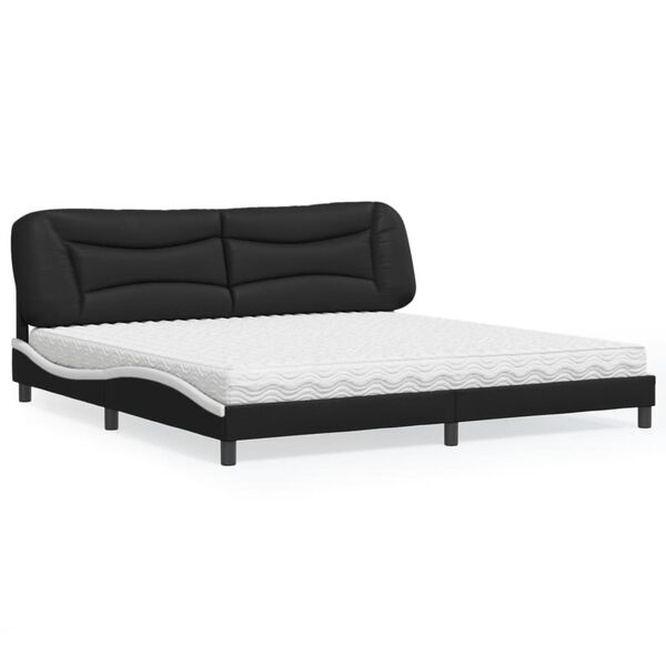 vidaXL Bed met matras "Hvar" kunstleer zwart en wit 200x200 cm