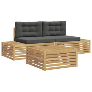 vidaXL 4 st Buiten bankenset Polyester Wit