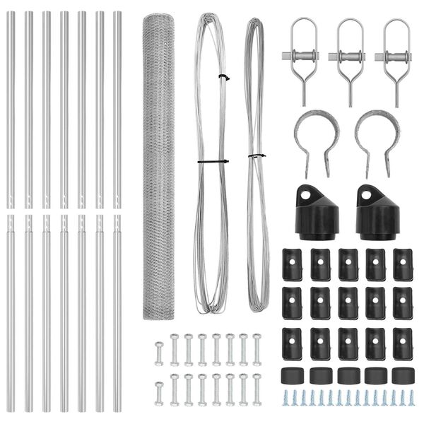 vidaXL Afrasteringspaal Zilver 10 x 1,5 m (25 mm gaas) Staal