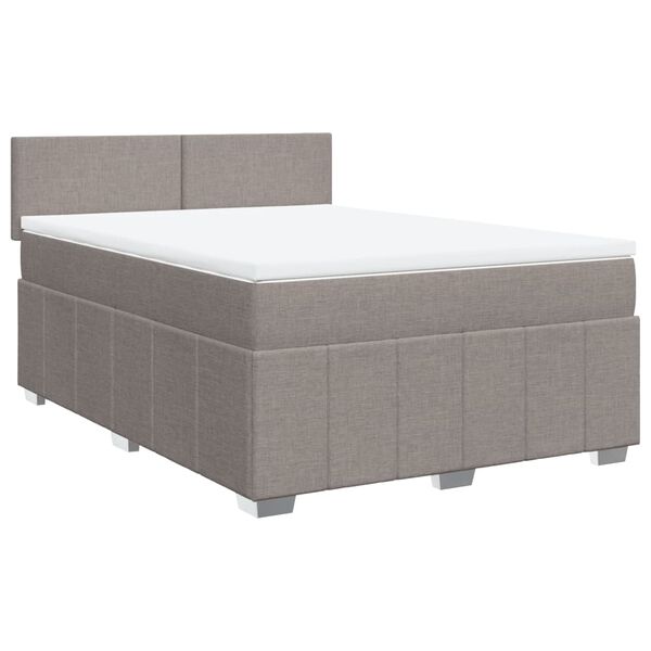 vidaXL Boxspring met matras stof taupe 140x190 cm