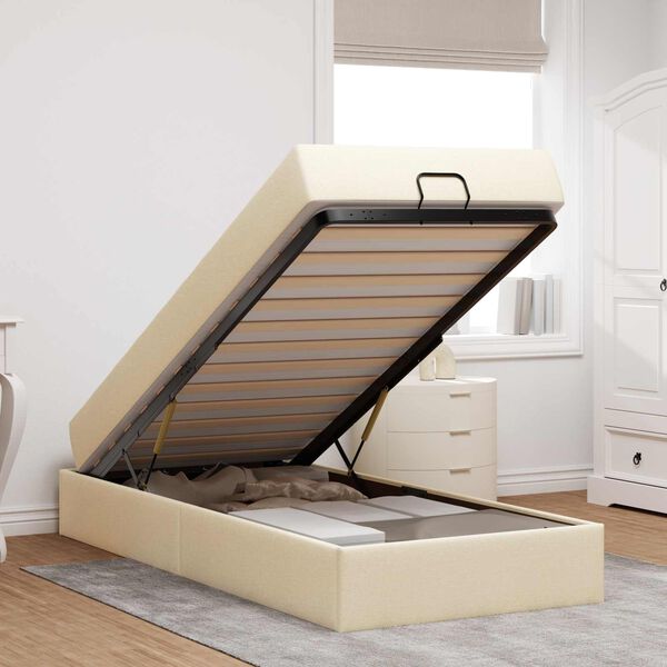 vidaXL Bedframe met matras met matras 2 pcs Cr&egrave;me Stof