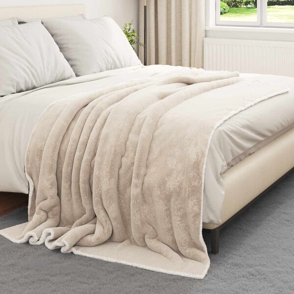 vidaXL Gooi Deken Beige 150 x 200 cm Fleece