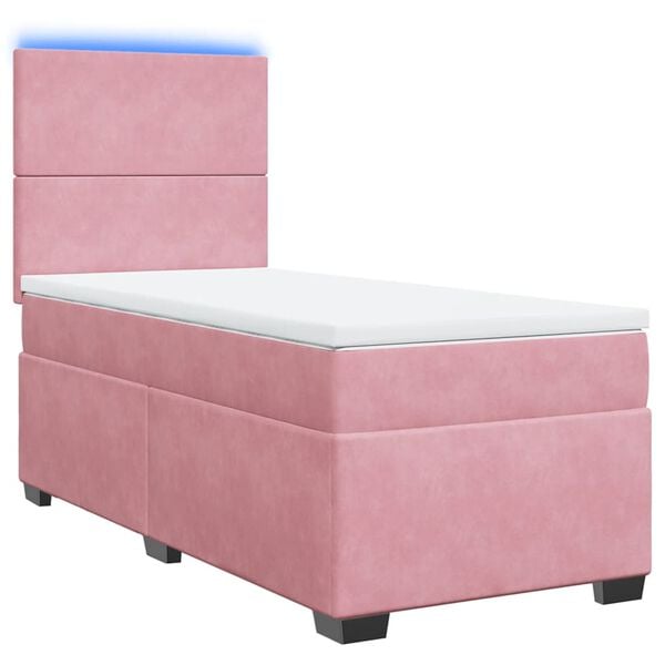 vidaXL Boxspring met matras fluweel roze 80x200 cm