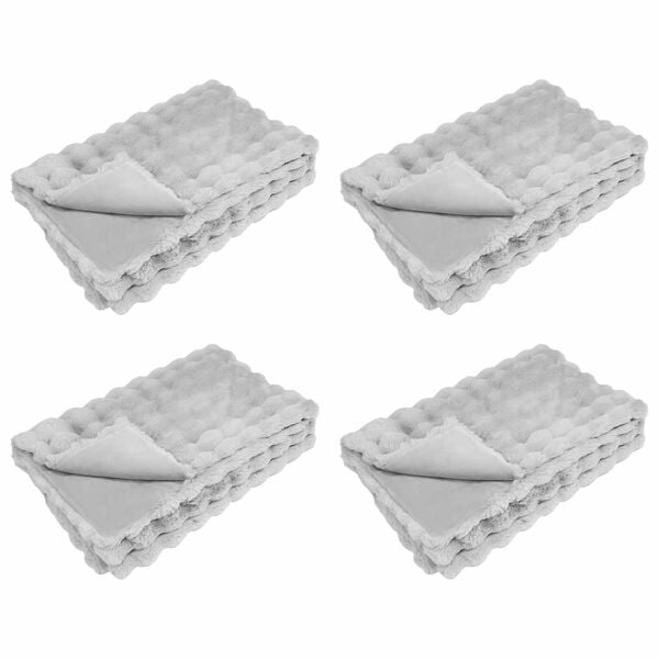vidaXL Neppels Konijnenbont Deken Olite 4 pcs Grijs 150 x 220 cm