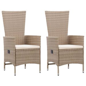 vidaXL Tuinstoelen 2 st met kussens poly rattan beige