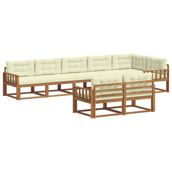 vidaXL Buiten bankenset met kussen 8 pcs Natuurlijk en Cr&egrave;me