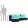 vidaXL 4-delige Loungeset met kussens poly rattan zwart