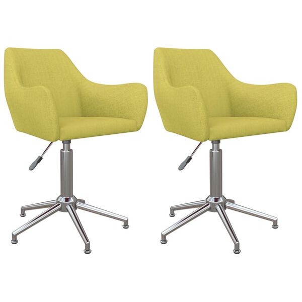 vidaXL Eetkamerstoelen draaibaar 2 st stof groen