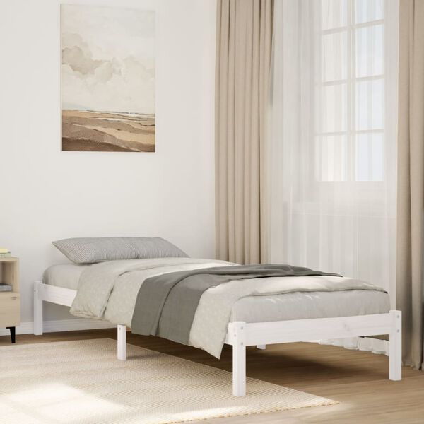 vidaXL Bedframe extra lang zonder matras grenenhout wit 80x220 cm