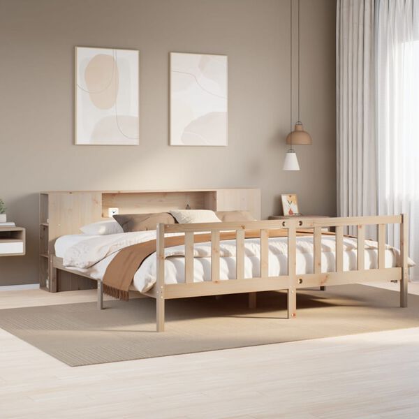vidaXL Bed met boekenkast zonder matras massief grenenhout 180x200 cm