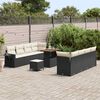 vidaXL Tuin Sofa Set met kussen 11 pcs Zwart en Cr&egrave;me poly rattan