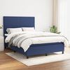 vidaXL Boxspring met matras stof blauw 140x200 cm
