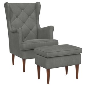 vidaXL Fauteuil met Voetenbank 2 st Donkergrijs Fluweel