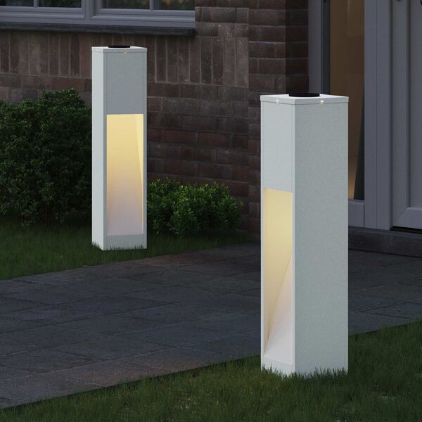 vidaXL Zonne LED Padverlichting 2 pcs Wit Koudgewalst staal
