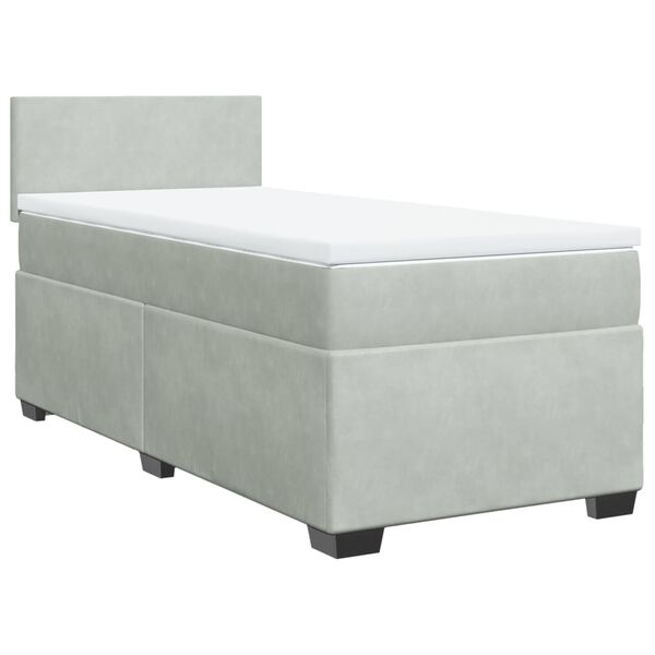 vidaXL Boxspring met matras fluweel lichtgrijs 90x190 cm