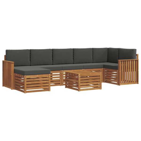 vidaXL Sofa-Sets 8 pcs Natuurlijk en Antraciet Massief Acaciahout