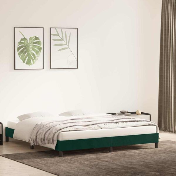 vidaXL Bedframe zonder matras 200x220 cm fluweel donkergroen